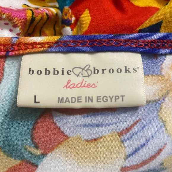 Bobbie Brooks Women’s Large Red Floral Hawaiian Skater A-line Dress Soft - Picture 4 of 11